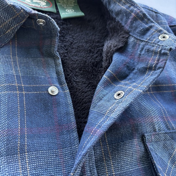 Stillwater Supply Co Sherpa Lined Flannel Shirt Jacket‎ XL Blue Plaid Snap Front - Picture 6 of 12